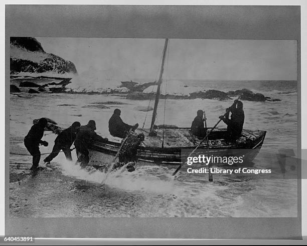 Explorer Sir Ernest Shackleton leads a rescue attempt for his men stranded on Elephant Island in the Antarctic.