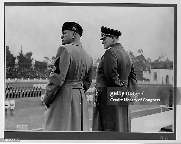 Mussolini and Goering Reviewing Troops