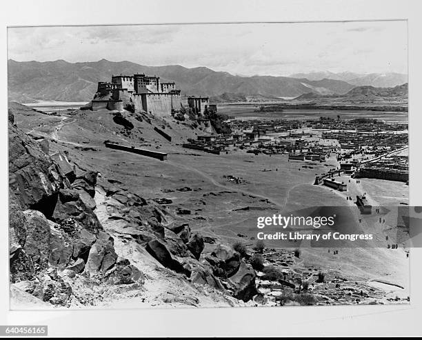 The Potola, the palace-monastery home of the Dalai Lama, dominates the Tibetan capital city of Lhasa.