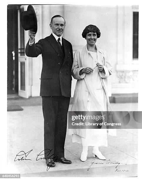 Portrait of President Calvin and Grace Coolidge, with their autographs.