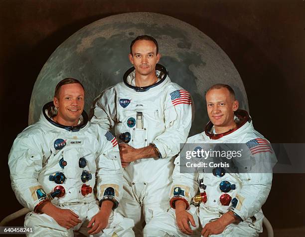 Left to right, Neil Armstrong, Michael Collins, Buzz Aldrin.