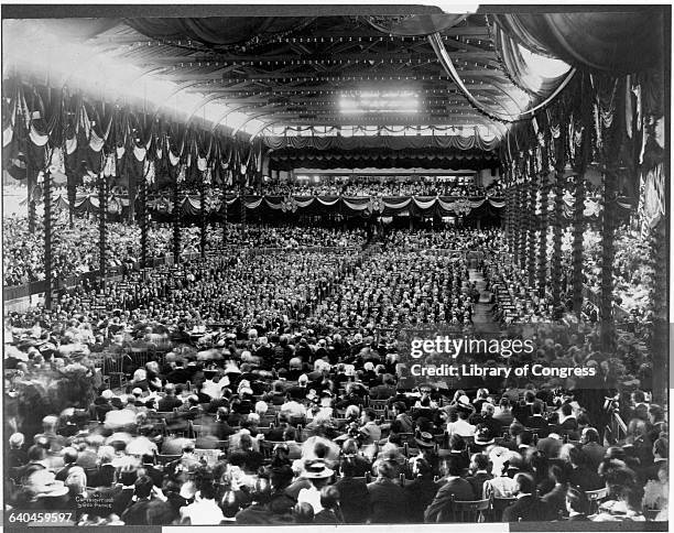 Delegates have gathered into a large convention hall in Philadelphia for the 1900 Republican National Convention.