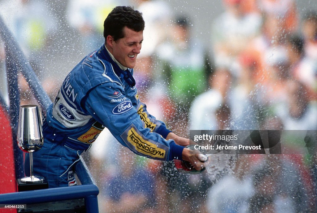 Winning Race Car Driver Michael Schumacher