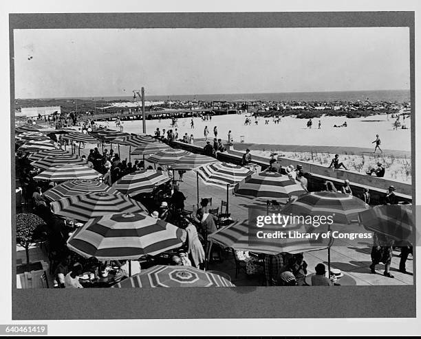 Boardwalk Restaurant Umbrellas Along Jones Beach, New York