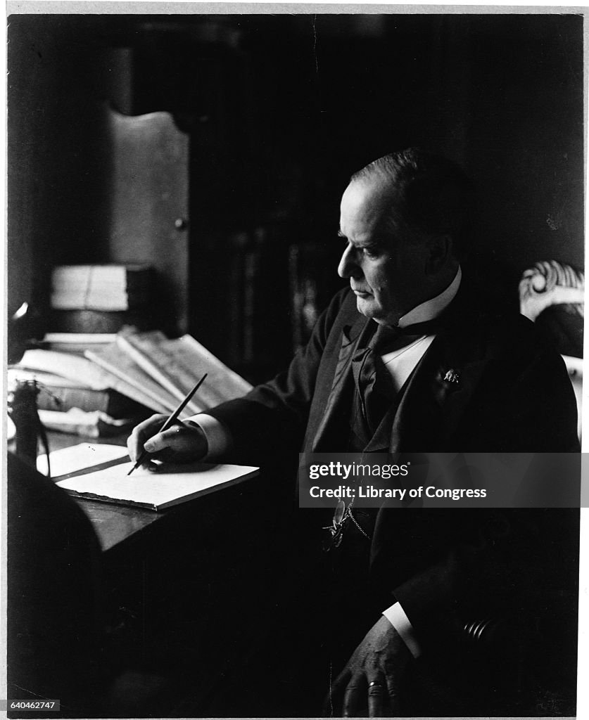 President William McKinley Working at Desk