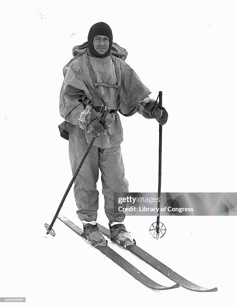 Explorer Robert Falcon Scott Wearing Skis