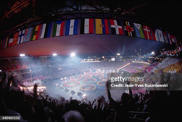 Fish eye view across the Olympic stadium in Atlanta, USA during the opening ceremony.