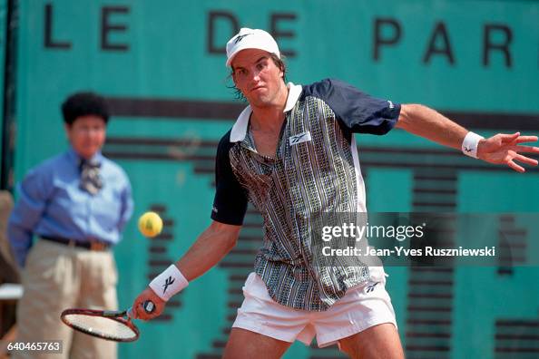 Patrick Rafter Backhand Australian tennis player Patrick Rafter competes in the the 1997 ...