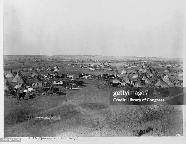 View of Native American Camp on Prairie