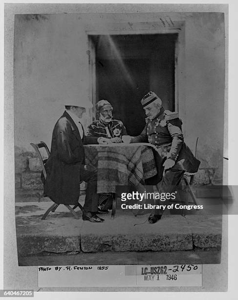 Lord Raglan, British commander and field marshal in the Crimean War, meets with Marshall Aimable-Jean-Jacque Pelissier, French commander in chief in...