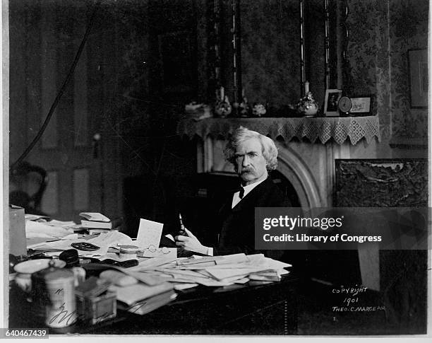 Mark Twain at a Writing Desk