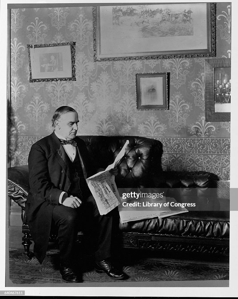 President William McKinley Reading Newspaper