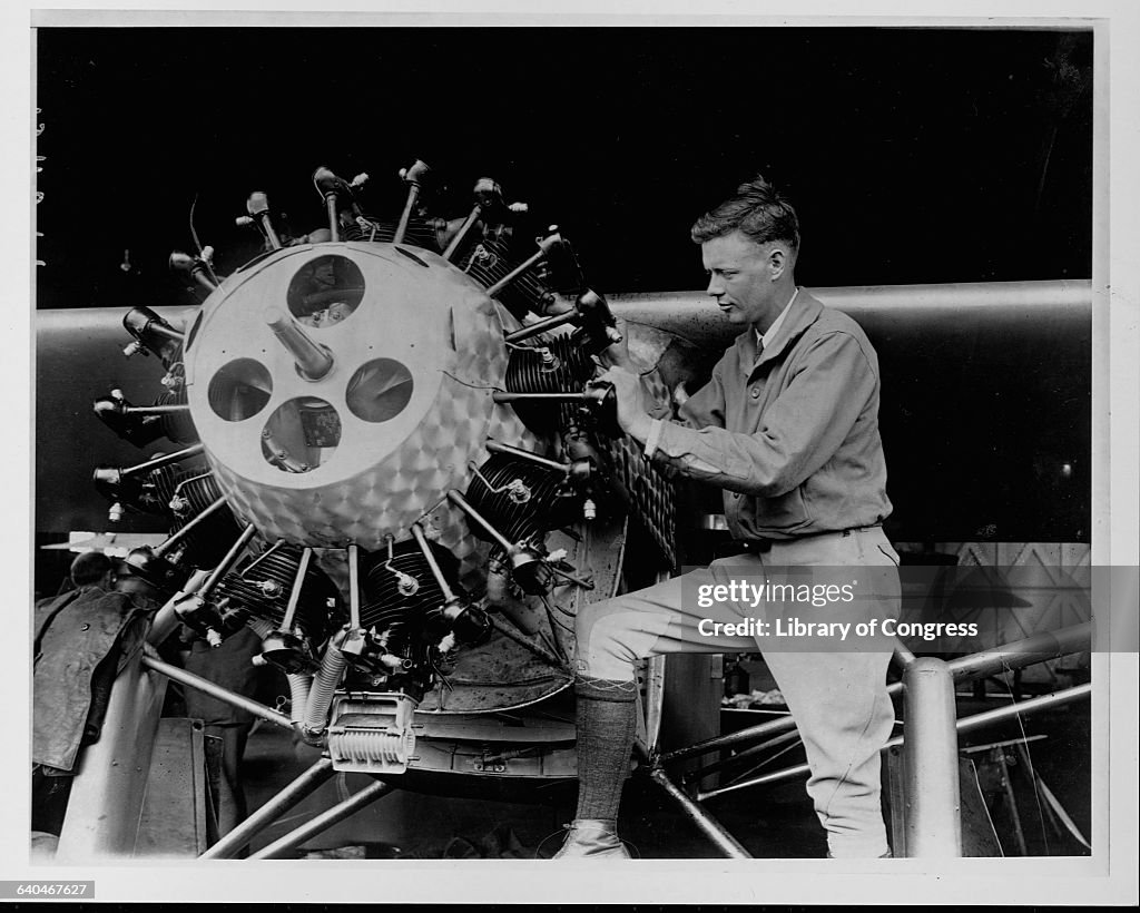 Charles Lindbergh Inspecting The Spirit of St. Louis, 1927