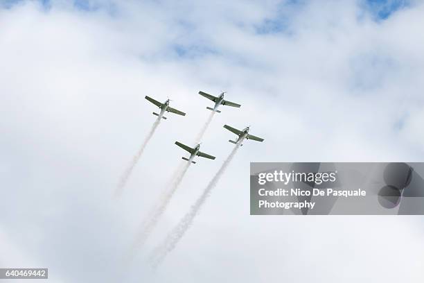 airplanes in the sky - luftwaffe stock-fotos und bilder