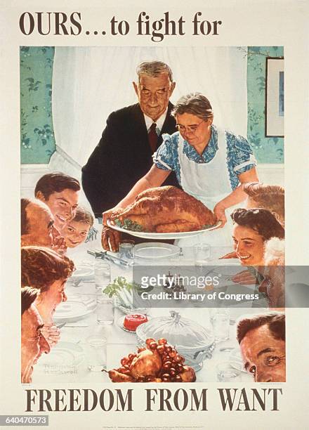 Ours to fight for #freedom from want/Norman Rockwell. Washington, D.C. U.S. Government Printing Office AA 1943. 1 photomechanical printcol. Poster sho