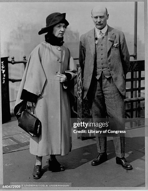 Margaret Sanger, founder of the birth control movement in the United States, and Dr. Charles V. Drysdale pose for a photograph during the Sixth World...