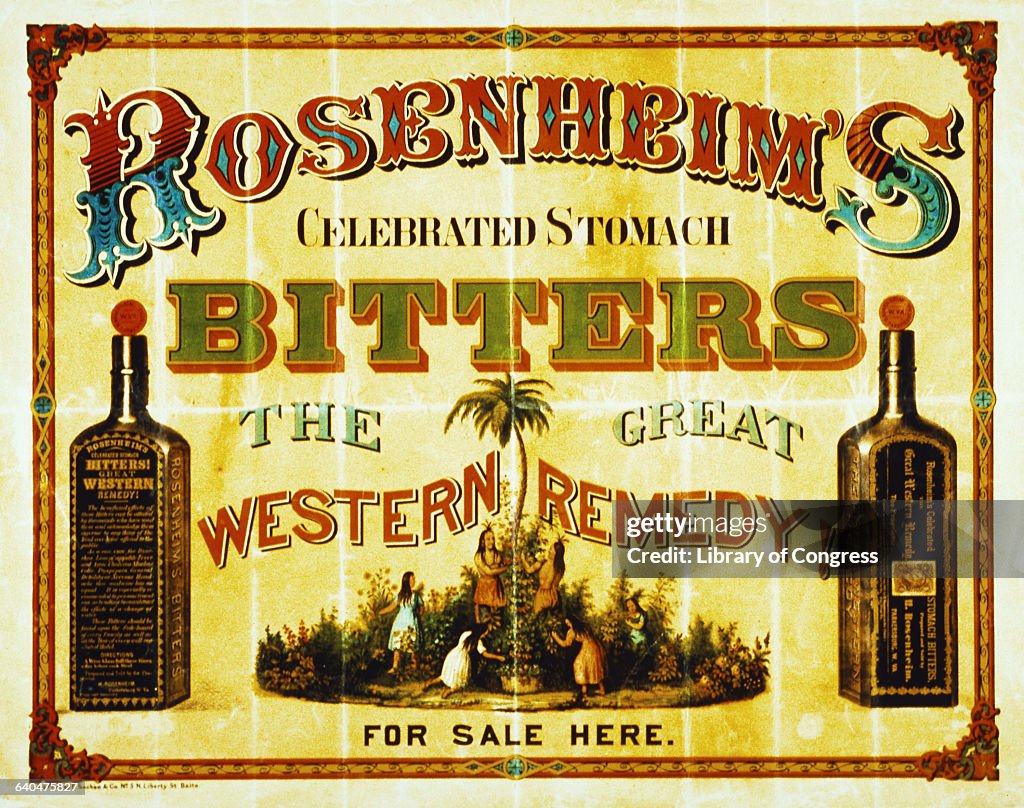 Bitter Poster A poster advertising Rosenheim's stomach bitters as the great Western ...