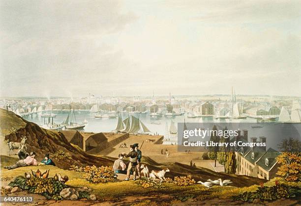 Baltimore from Federal Hill Aquatint by W. J. Bennett