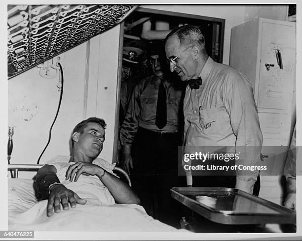 Harry S. Truman Visiting a Wounded Soldier