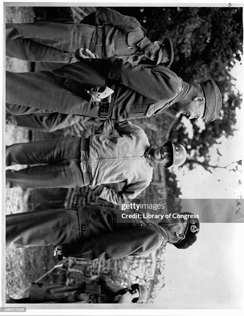 Generals Patton, Bradley, and Montgomery Smiling Together