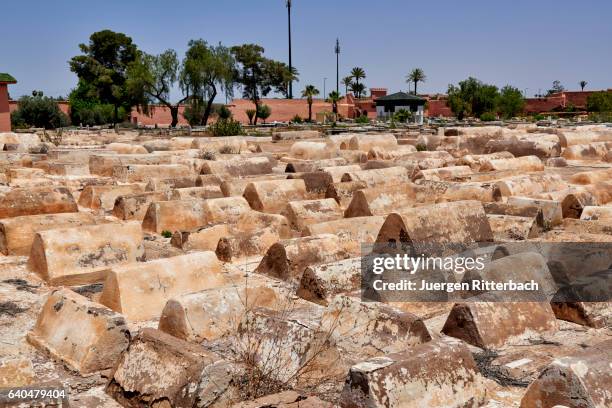 jewish cemetery "cimetière de bab ghmat" in marrakesh - jewish museum stock pictures, royalty-free photos & images