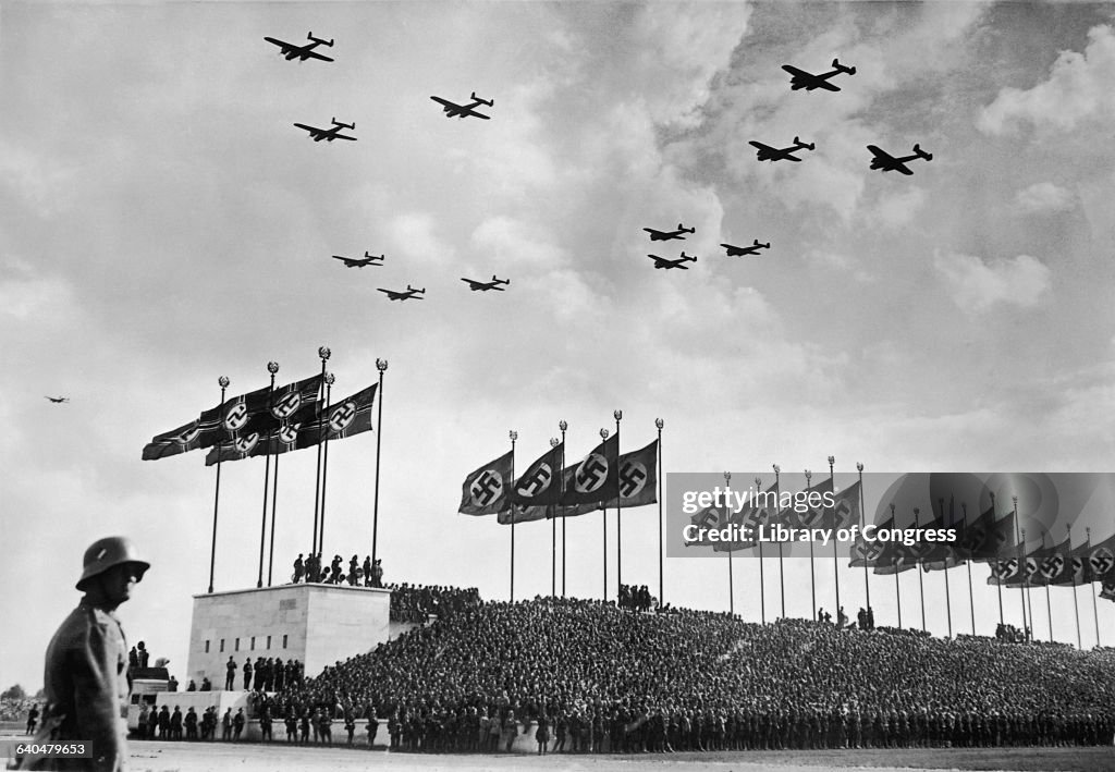 Wehrmacht Bombers Flying over Crowd