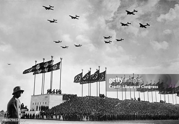 Wehrmacht Bombers Flying over Crowd