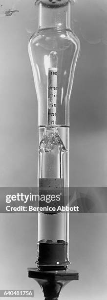 View of an unspecified apparatus as it is used in an experiment at the Standard Oil laboratory, New Jersey, late 1950s. Between 1958 and 1961, Abbott...