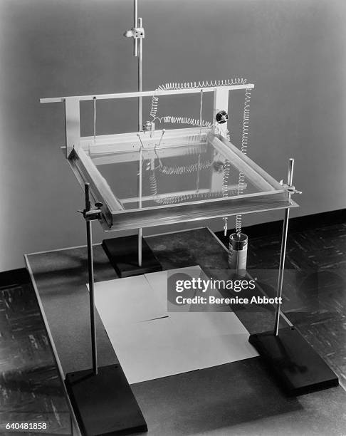 View of a ripple tank setup, Massachusetts, late 1950s. Abbott took a series of wave photographs using this setup. Between 1958 and 1961, she worked...