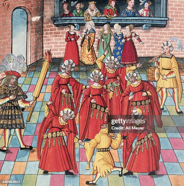 European Illustration of a Court Performance, circa 1400.