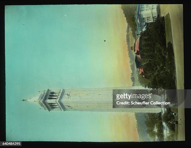 Sather Tower, also known as the Campanile, on the University of California at Berkeley, 1928. | Location: University of California, Berkeley,...