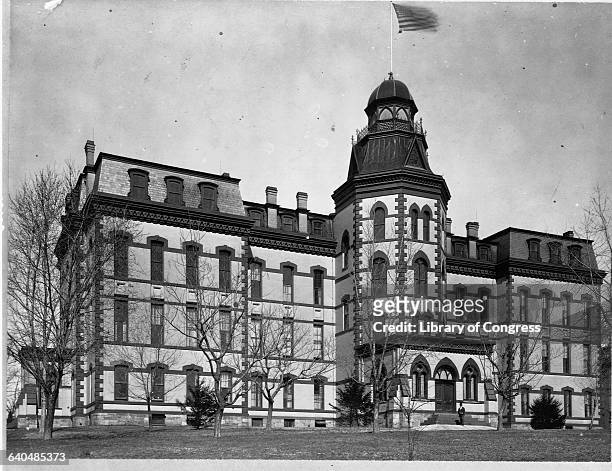 View of the exterior of the main building at Howard University, Washington D.C., ca. 1900.