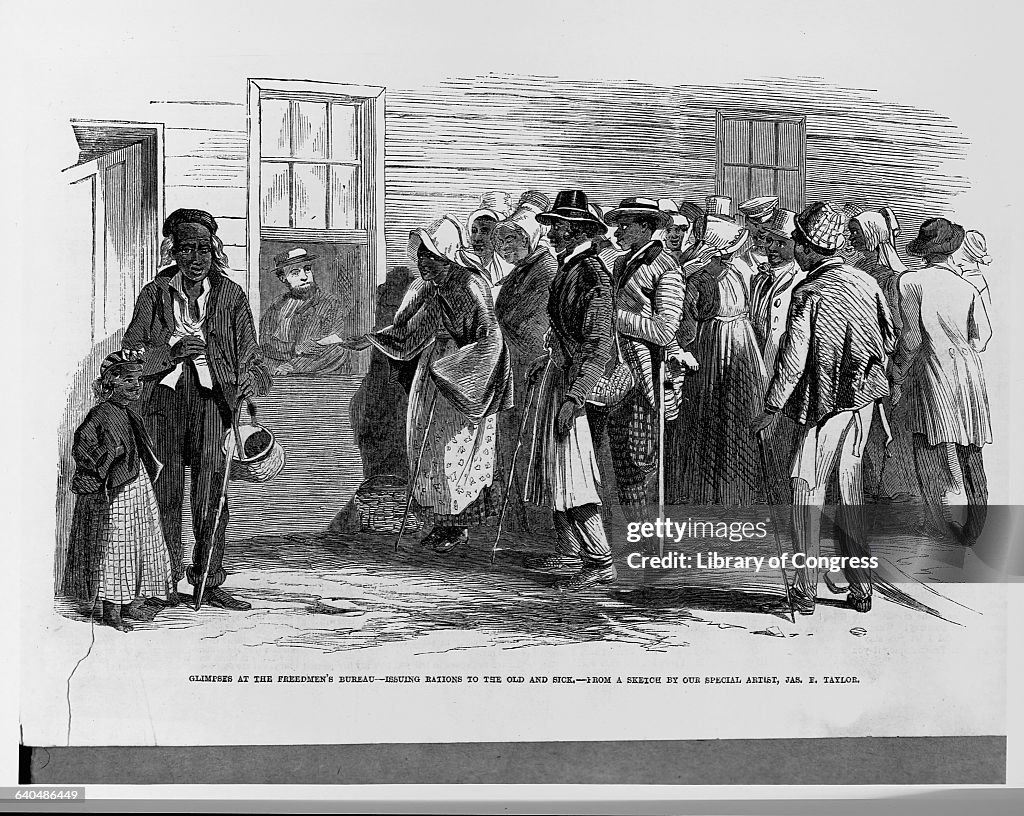 Slave Rations Recently freed sick and old slaves line up at the Freedman's Bureau ...