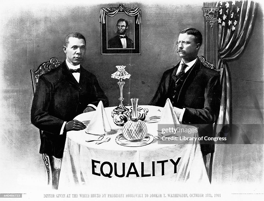 Booker T. Washington Dines With President Roosevelt