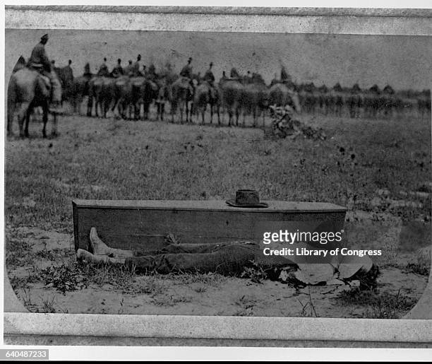 Dead Confederate Spy by Coffin After Union Execution