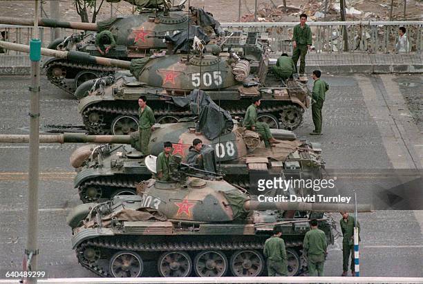 Chinese Military Tanks in Tiananmen Square