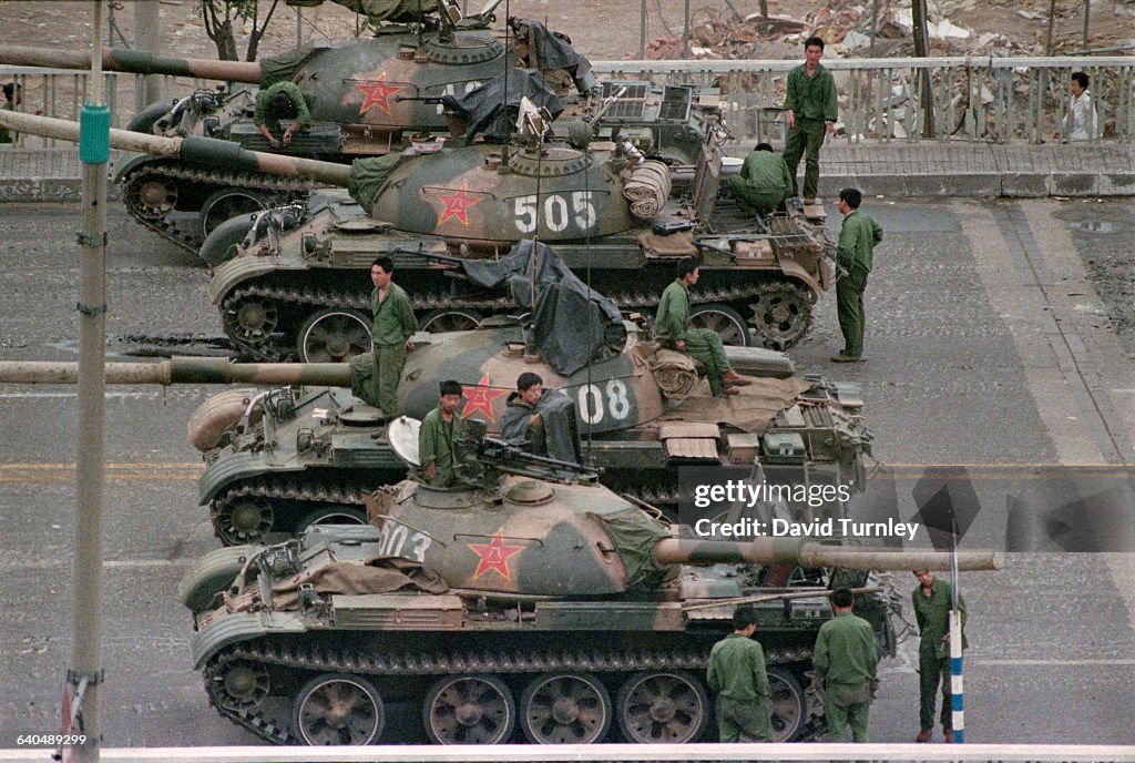 Chinese Military Tanks in Tiananmen Square