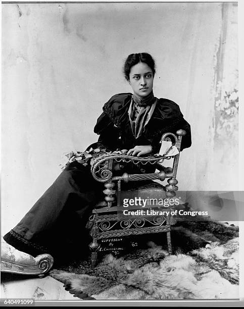 Princess Kaʻiulani of Hawaii at the Royal Studio of photographer Elmer Chickering, 21 West Street, Boston, US, circa 1893.