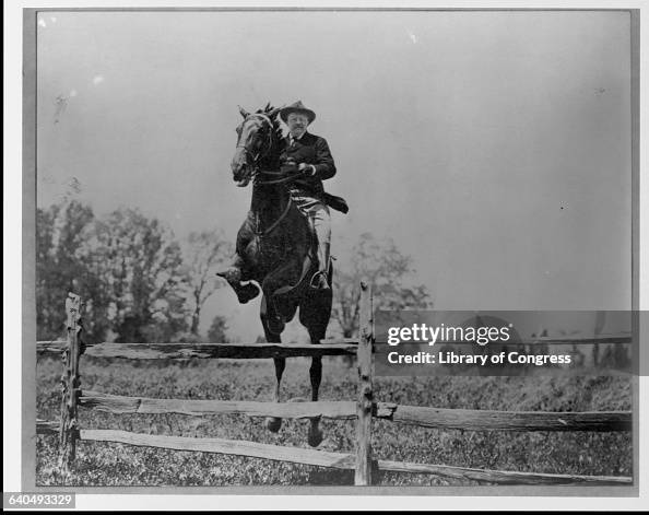 Theodore Roosevelt Jumping Horse over Fence