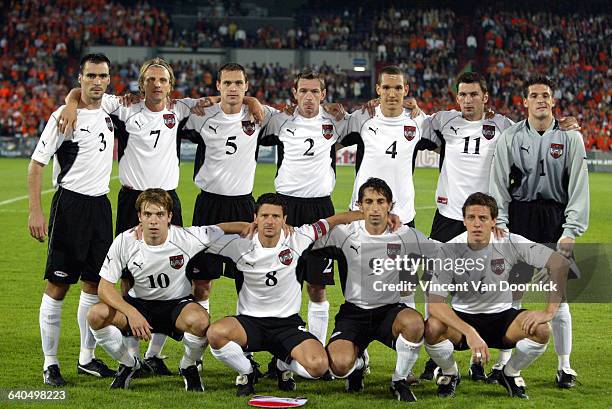 Qualification Soccer Game. The Netherlands vs Austria. Team Austria , Thomas Mandl, Martin Hiden, Anton Ehmann, Emanuel Pogatetz, Ernst Dospel, Rene...