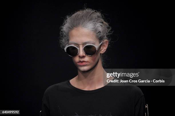 Model wearing clothes from Oscar Leon , during the second day of 080 Barcelona Fashion Week, on January 31, 2017 in Barcelona, Spain.
