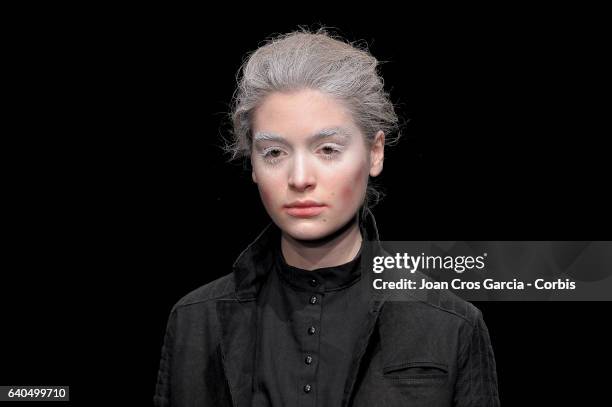 Model wearing clothes from Oscar Leon , during the second day of 080 Barcelona Fashion Week, on January 31, 2017 in Barcelona, Spain. "n