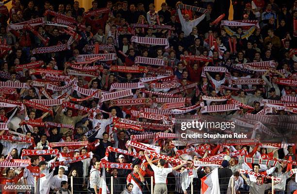 Soccer - UEFA Champions League - AS Monaco FC vs. PSV Eindhoven. Monaco fans. Football - Ligue des Champions - Saison 2003-2004 - AS Monaco FC contre...