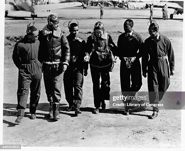 First graduating class of African American U.S. Army Air Corps pilots at the Advanced Flying School. Tuskegee, Alabama, March 7, 1942. | Location:...