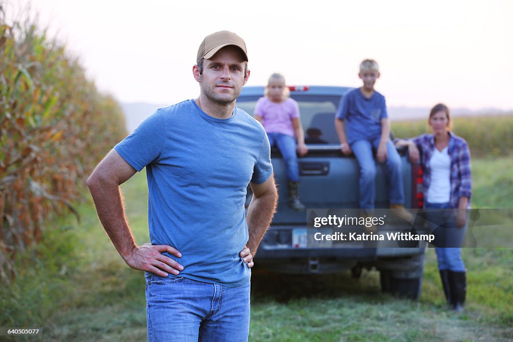 Farmer with his family
