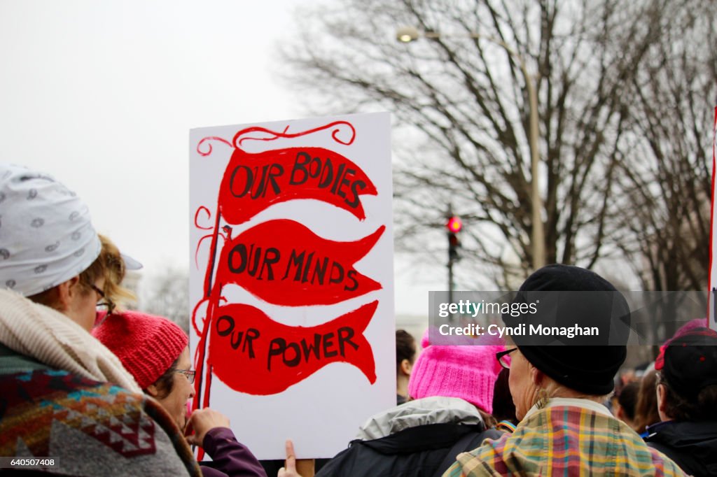 Women's March with Protest Sign