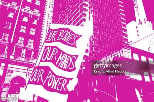 women's protest sign with buildings in background - womens march los angeles fotografías e imágenes de stock