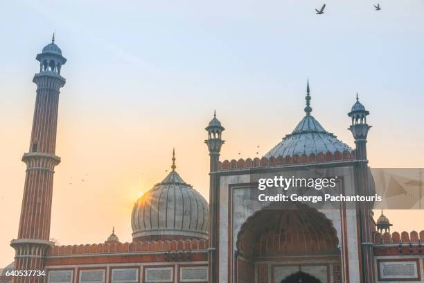 jama masjid mosque, new delhi, india - delhi jama masjid mosque stock-fotos und bilder