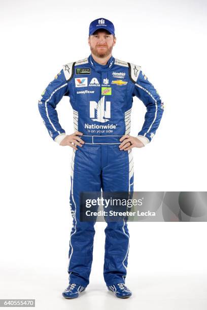 Monster Energy NASCAR Cup Series driver Dale Earnhardt Jr. Poses for a photo during the 2017 Media Tour at the Charlotte Convention Center on January...