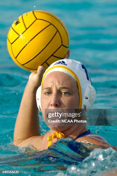 Kelly Rulon of UCLA looks for a teammate to pass to during the Division I Women's Water Polo Championship held at the Schaal Aquatics Center on the...
